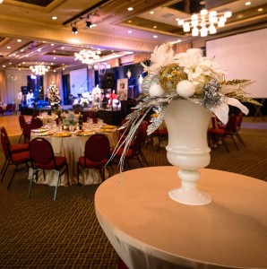 table setting with wide shot or room